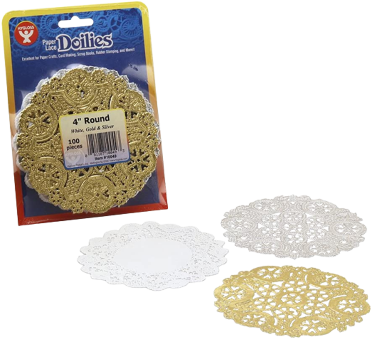 4" Assorted Paper Lace Doilies 100 Pack – White, Gold & Silver Decorative Doilies for Crafts, Baking, Scrapbooking & Party Decorations